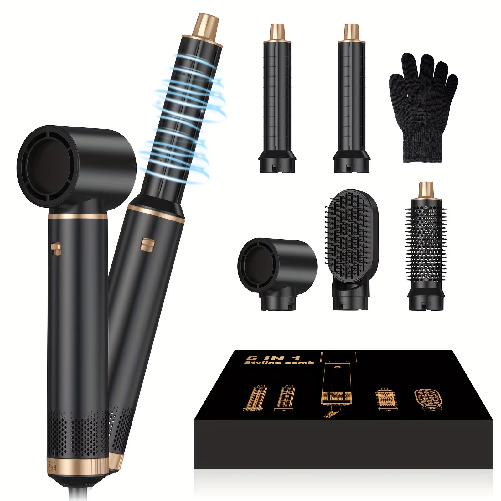 5 in 1 Blow Dryer Brush Hair Dryer Brush Detachable Hot Air Brush Curling Brush Iron Air Curling Wrap Styler Hair Styling Tools